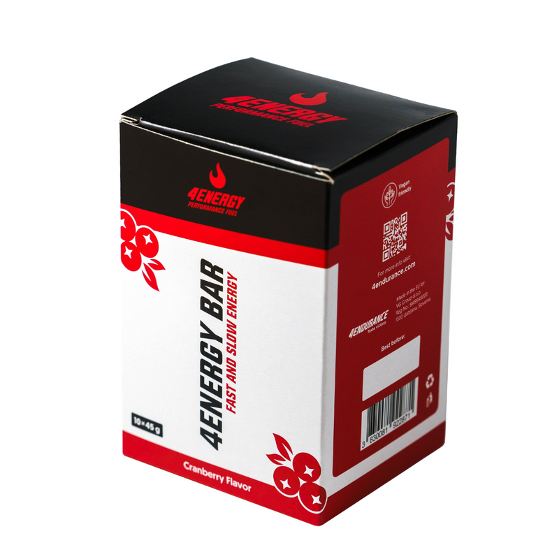 4Energy Bar Box – Natürliche Energieriegel mit schnell und langsam freisetzenden Kohlenhydraten, ideal für Ausdauersportler.