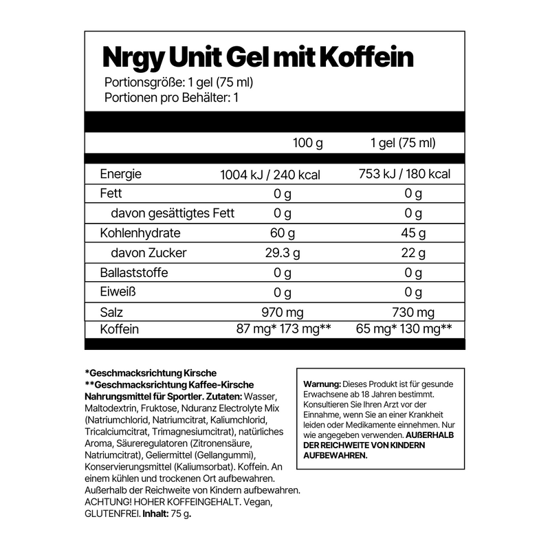 Nrgy Unit Gel mit Koffein