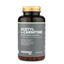 4Endurance Pro Acetyl-L-Carnitine 90 capsules pack, dunkel bernsteinfarbene Flasche mit goldfarbenem Verschluss und Etikett mit grünen Streifen auf weißem Hintergrund.